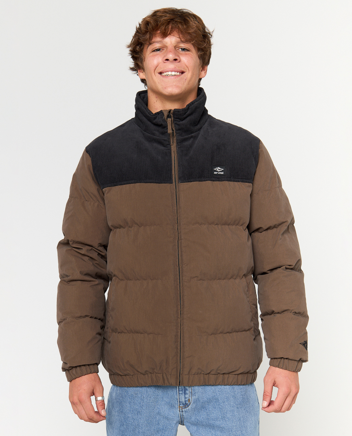 Rip Curl Fade Out Cord Puffer Jacket in CHOCOLATE