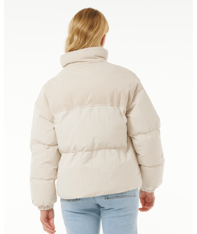 Rip Curl High Tide Mixed Cord Puffer in OFF WHITE
