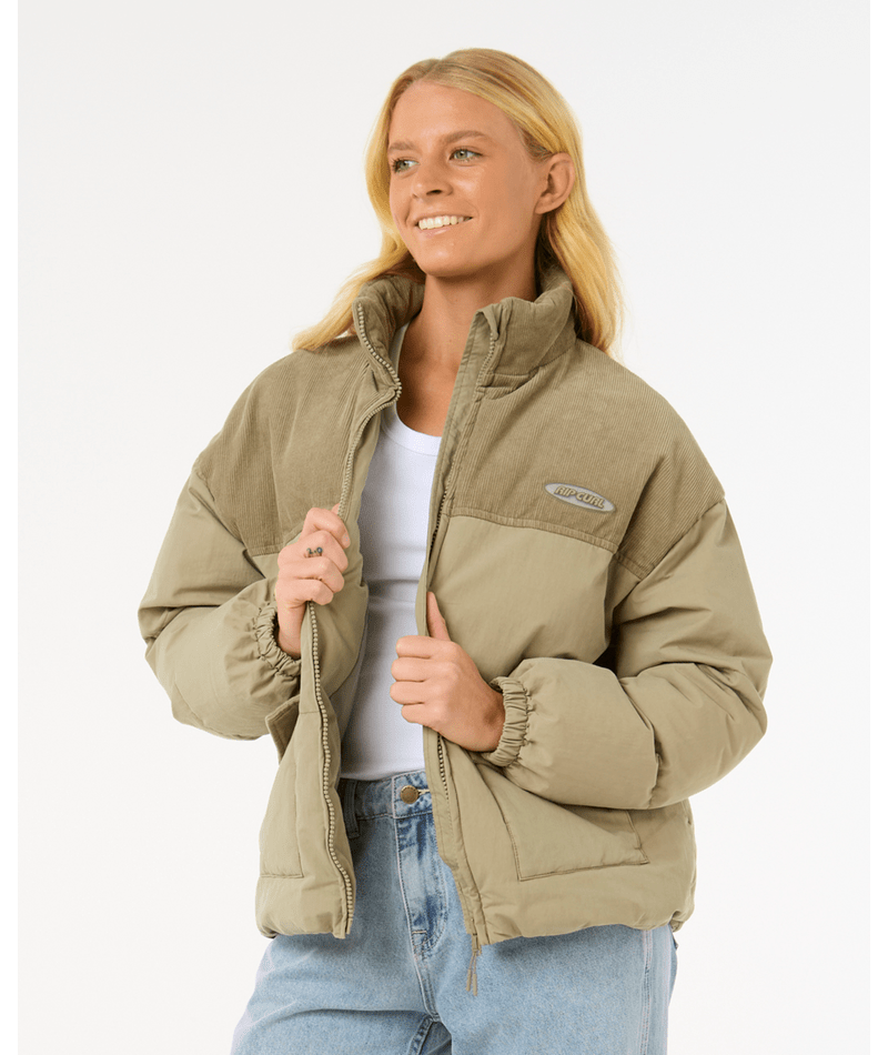 Rip Curl High Tide Mixed Cord Puffer in SAGE