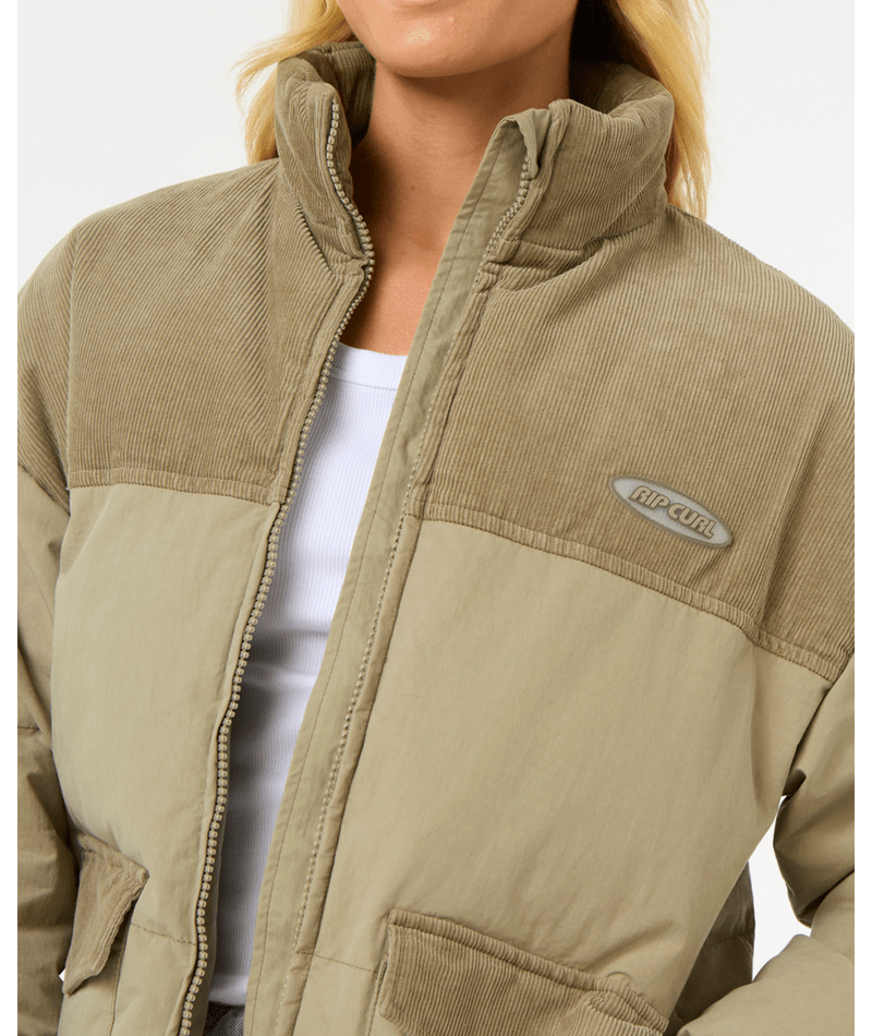Rip Curl High Tide Mixed Cord Puffer in SAGE