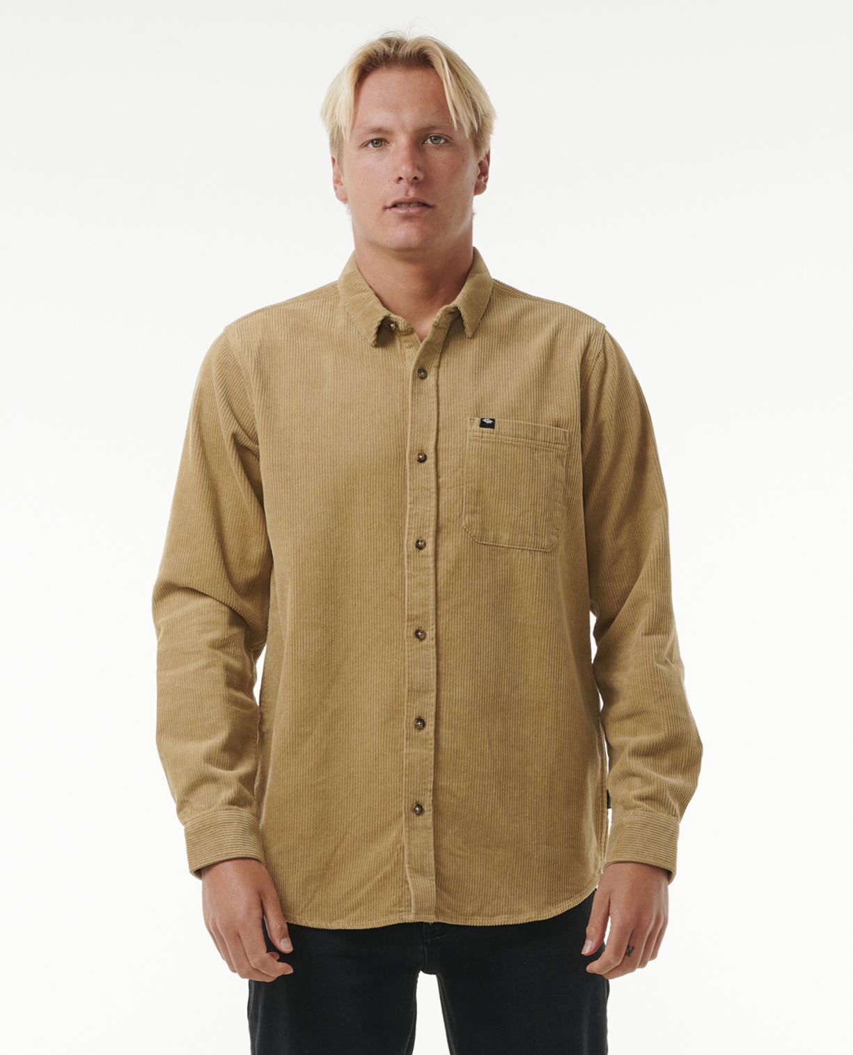 Rip Curl Classic Surf Cord L/S Shirt in DARK KHAKI