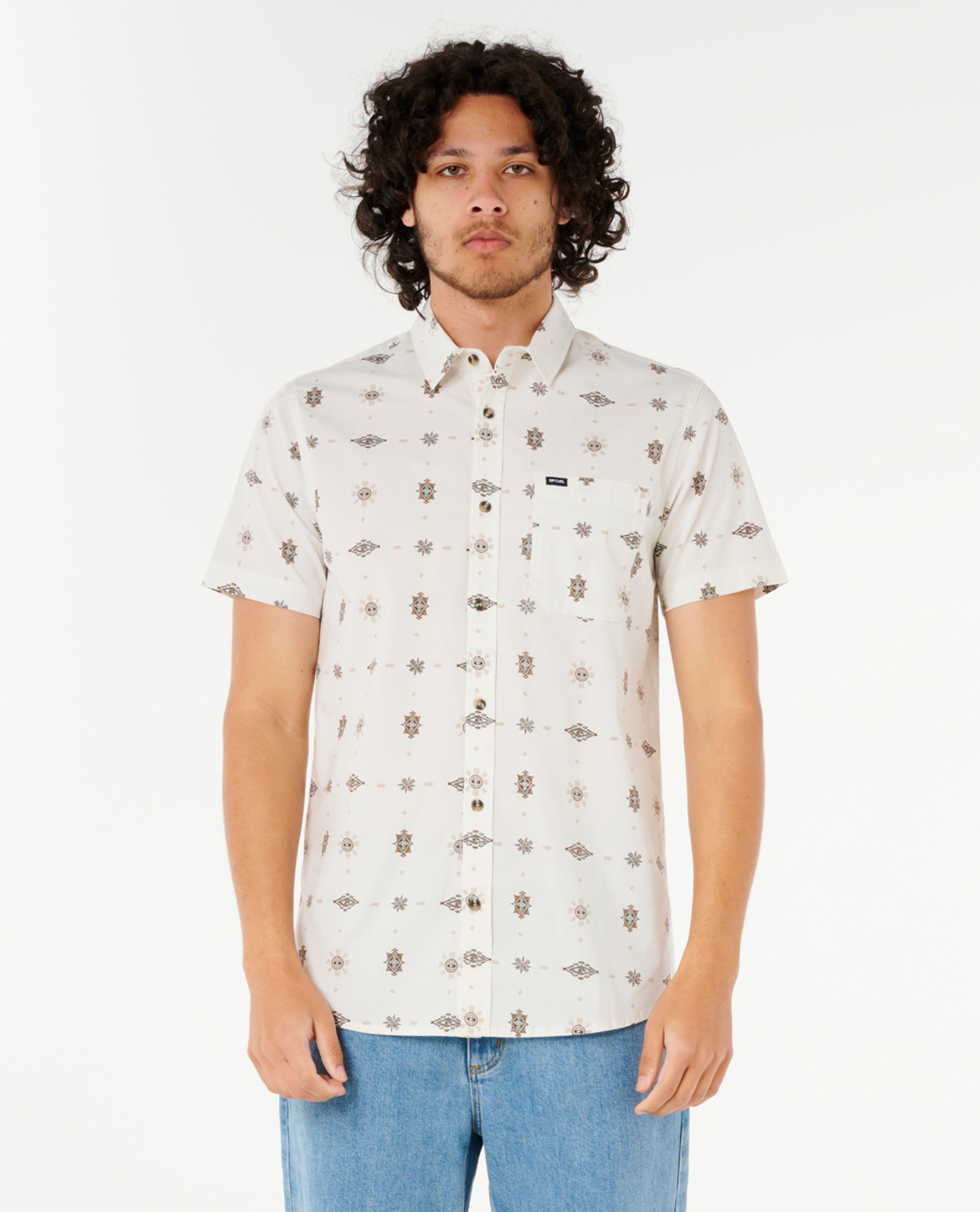 Rip Curl Diamond Micro S/S Shirt in BONE