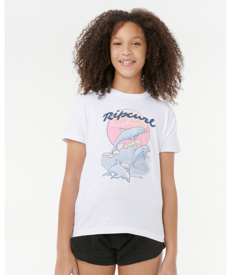 Rip Curl Dolphin Relaxed Tee-Girl in WHI AUST