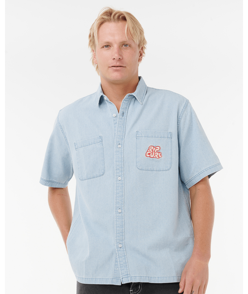 Rip Curl Raw Energy Denim S/S Shirt in BLUE WIND