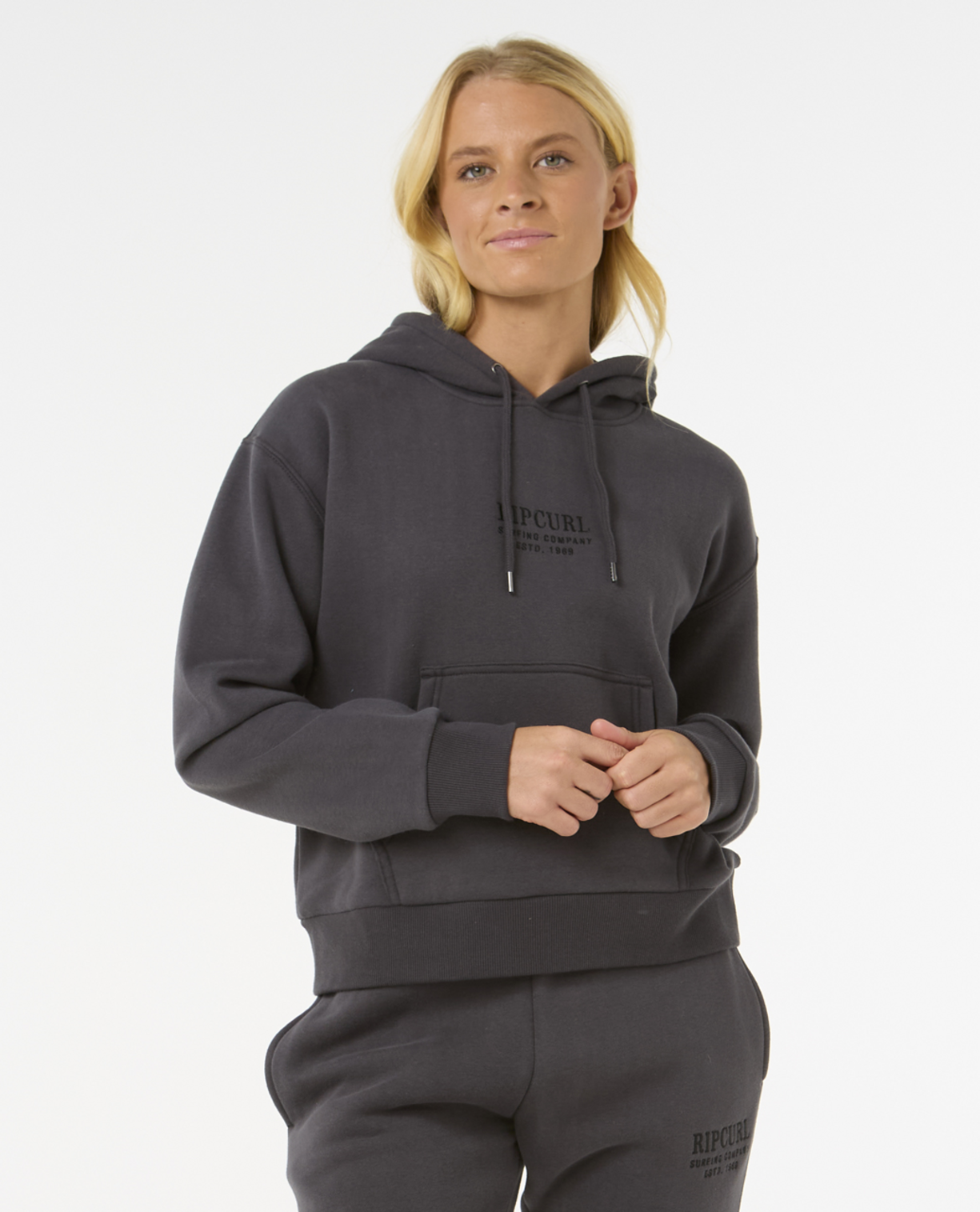 Rip Curl Surf Staple Relaxed Hood in WASHED BLACK