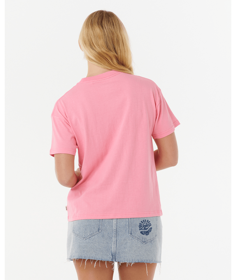 Rip Curl Surf Puff Relaxed Tee in PINK/ORANGE