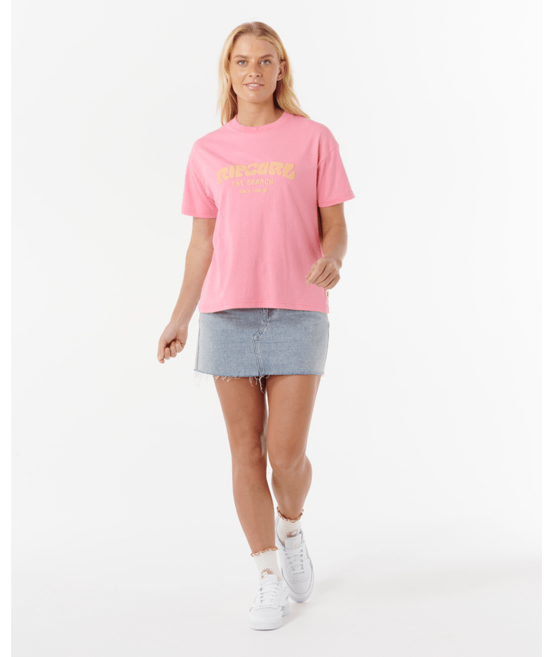 Rip Curl Surf Puff Relaxed Tee in PINK/ORANGE