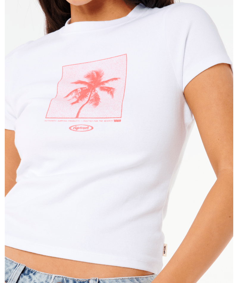 Rip Curl Neon Palm Fitted Tee in WHITE