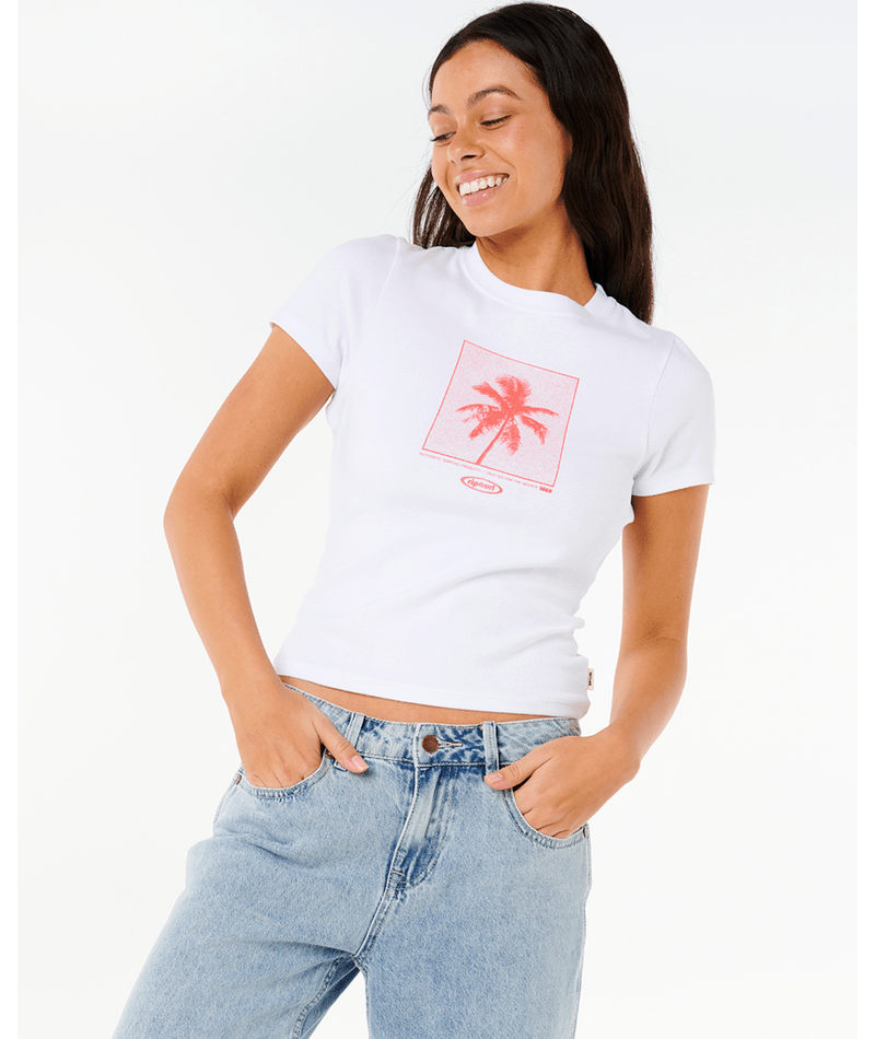 Rip Curl Neon Palm Fitted Tee in WHITE