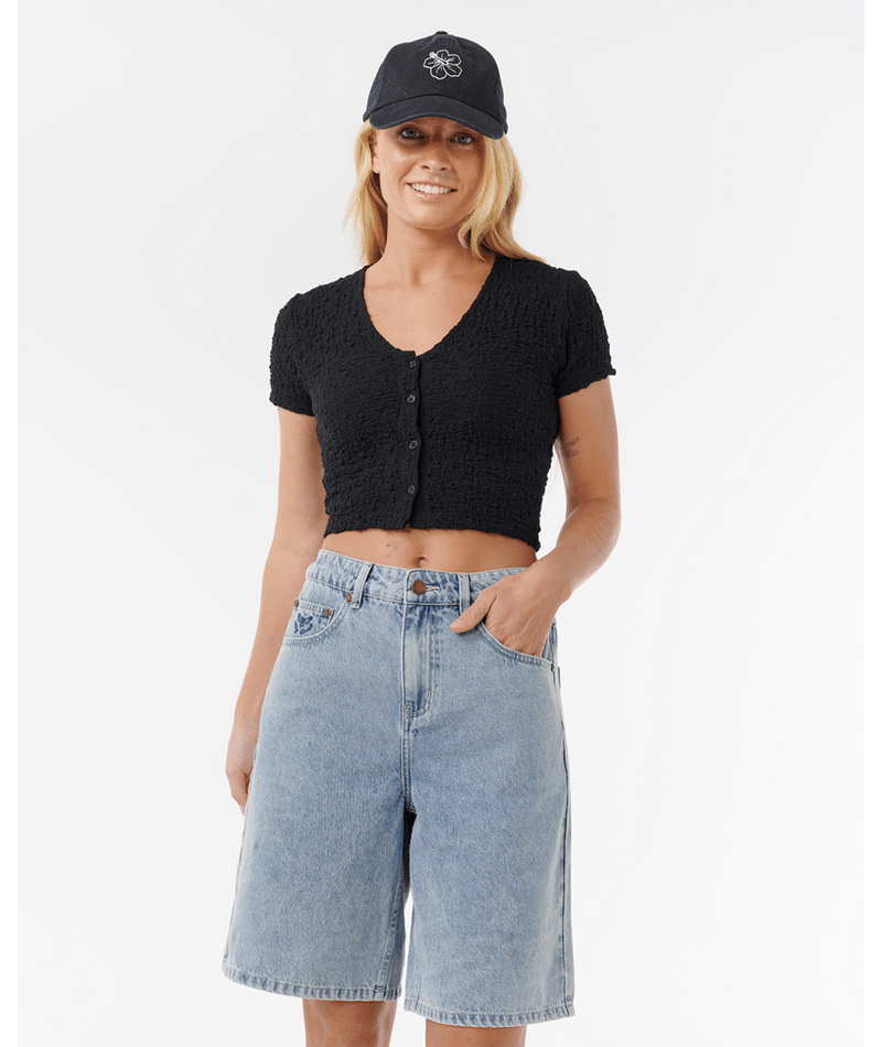 Rip Curl Sunset Luau Textured Tee in BLACK