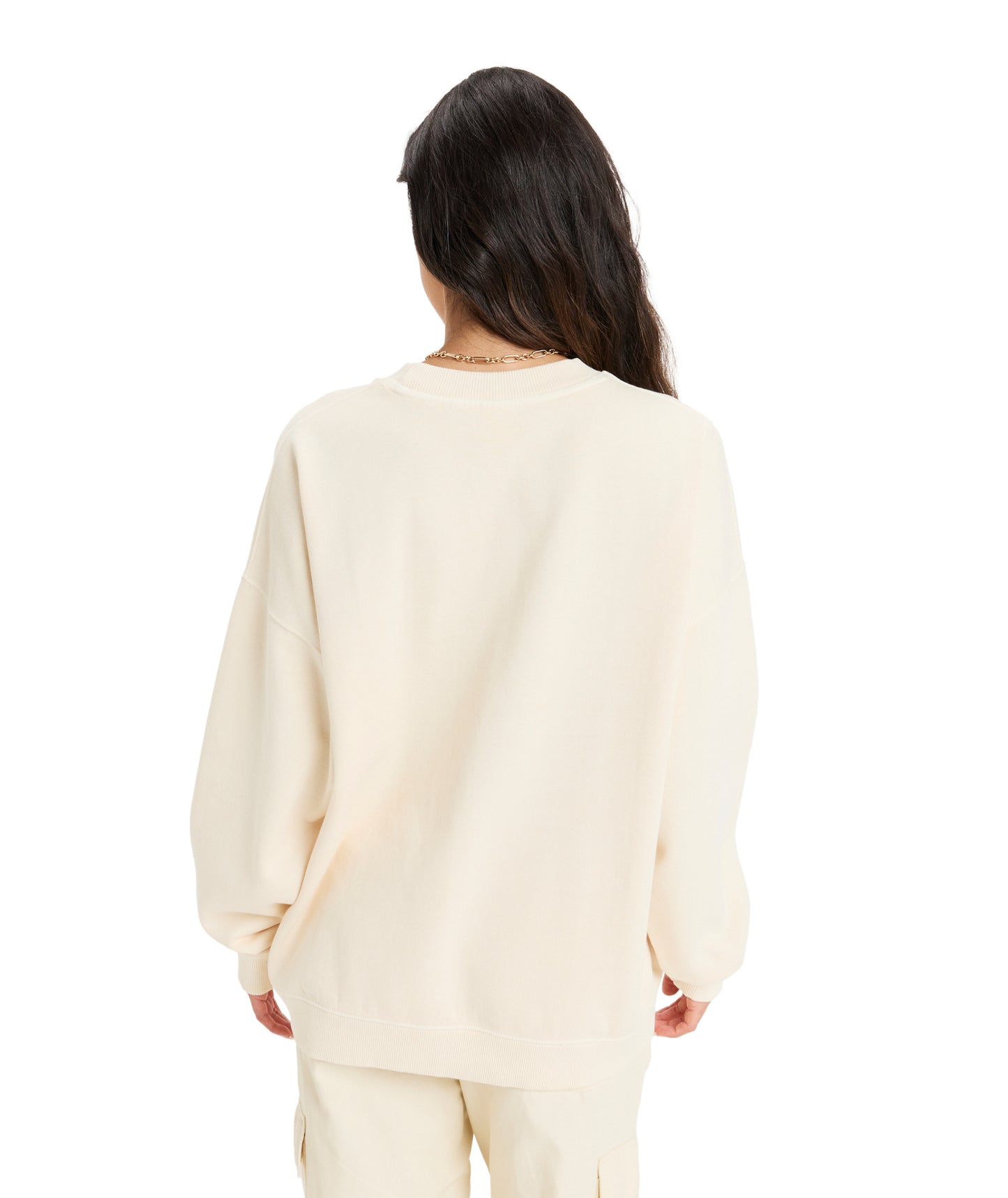 Roxy Lineup Oversized Crew in PARCHMENT