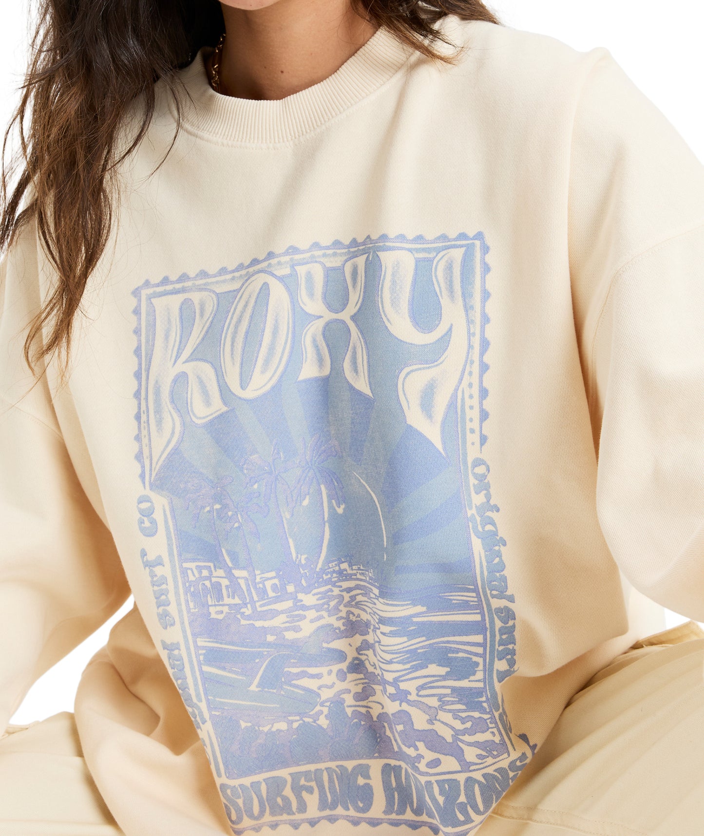Roxy Lineup Oversized Crew in PARCHMENT