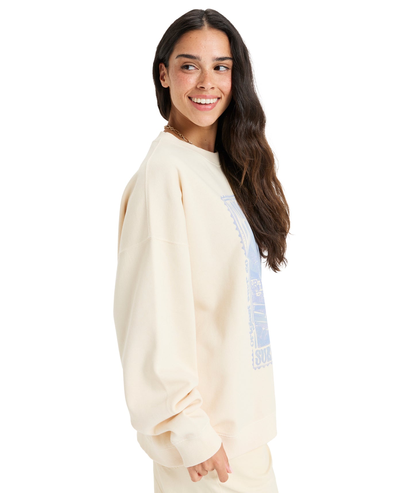 Roxy Lineup Oversized Crew in PARCHMENT