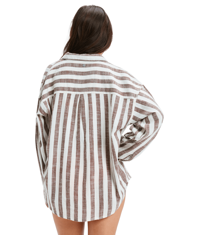 Roxy Morning Time Again Stripe in FONDUE FUDGE BELLA STRIPE VERT
