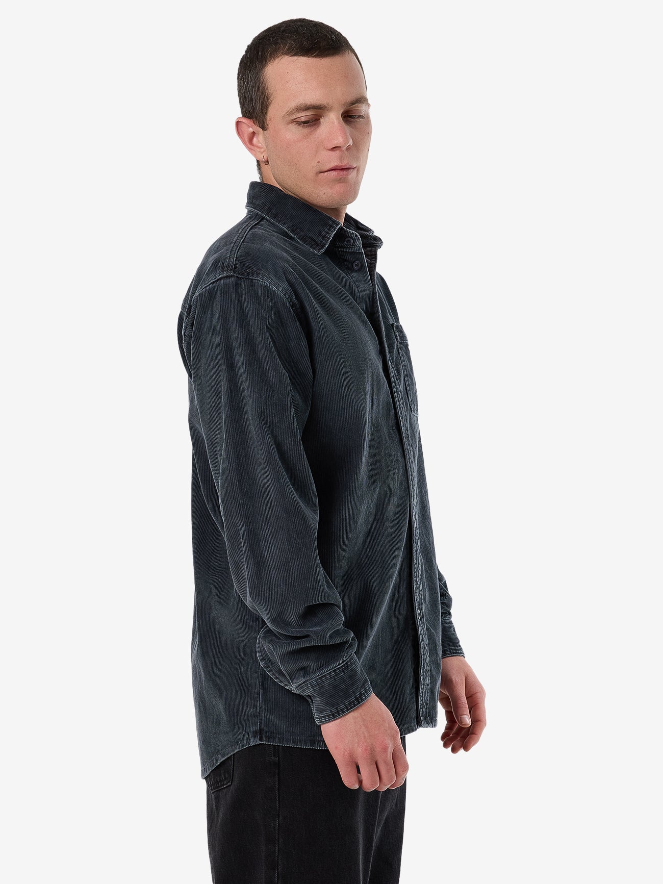 Thrills Thrills Union Cord Work Long Sleeve Shirt - Ebony in Ebony