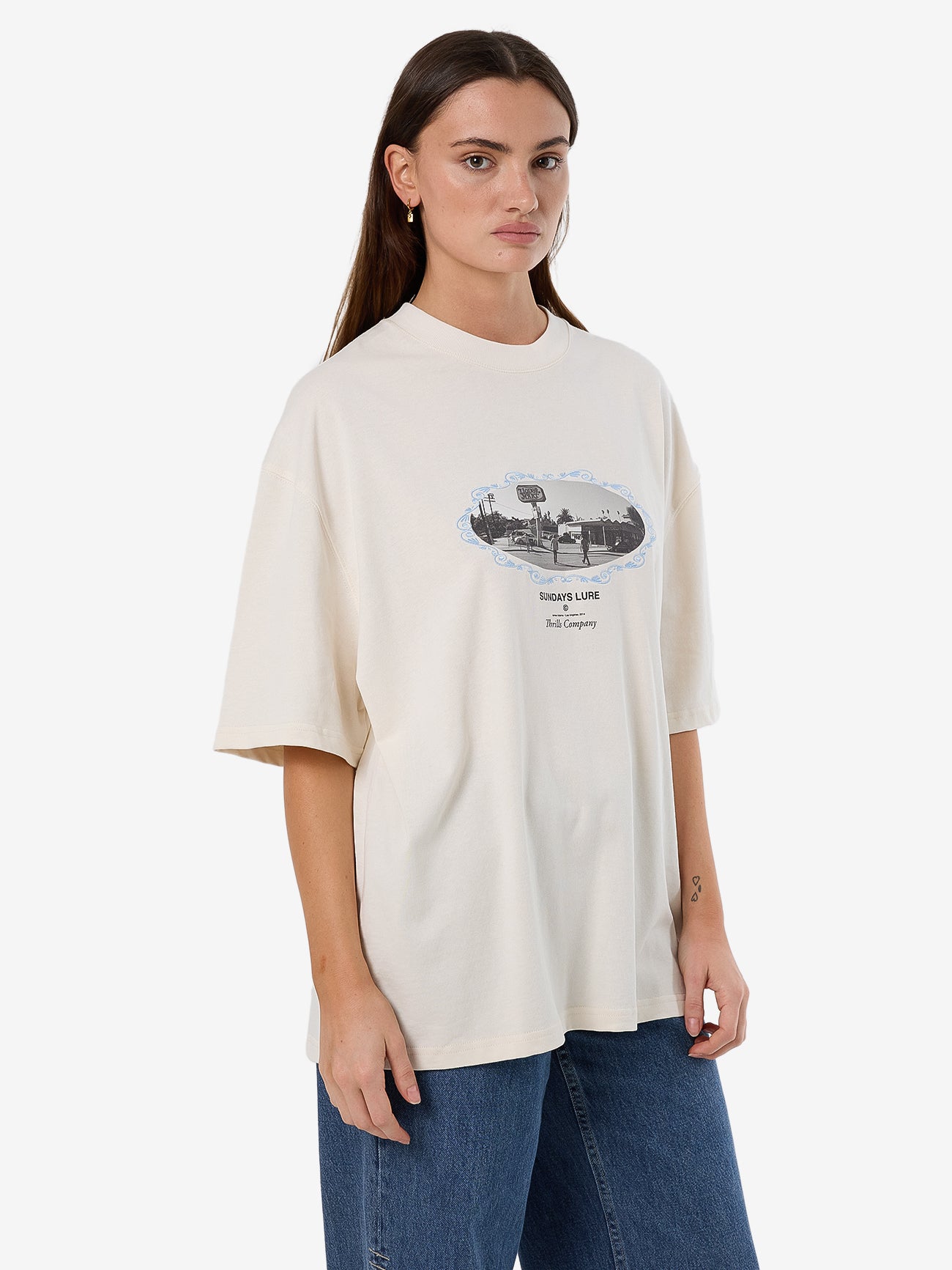Thrills Sundays Lure Oversized Tee - Heritage White in Heritage White