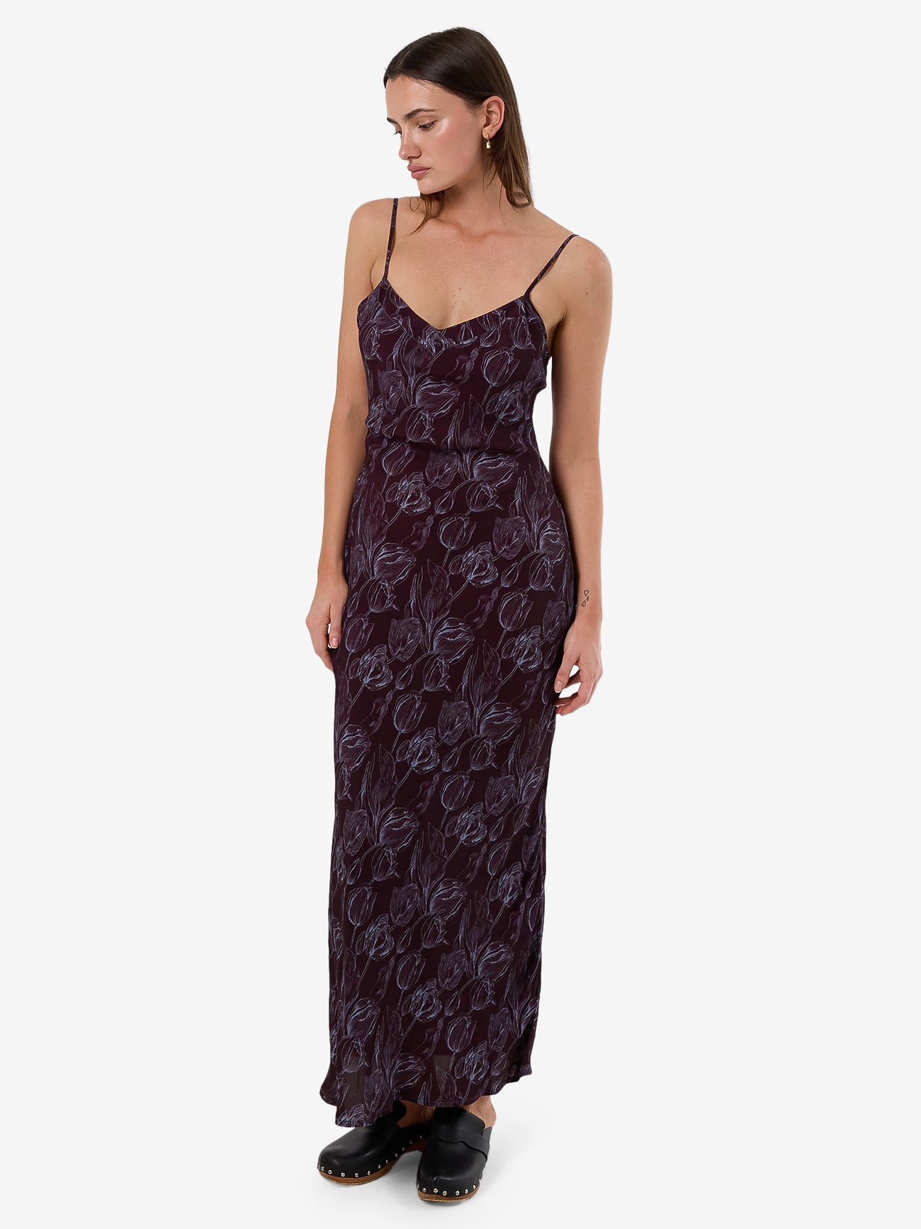 Thrills Oracle Floral Maxi Dress - Deep Plum in Deep Plum