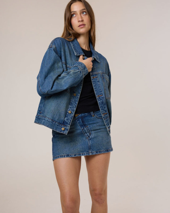Thrills Bailey Jacket - Vanish Mid Blue in Vanish Mid Blue