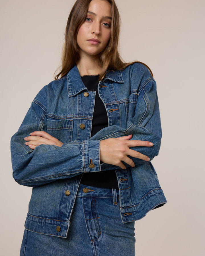 Thrills Bailey Jacket - Vanish Mid Blue in Vanish Mid Blue