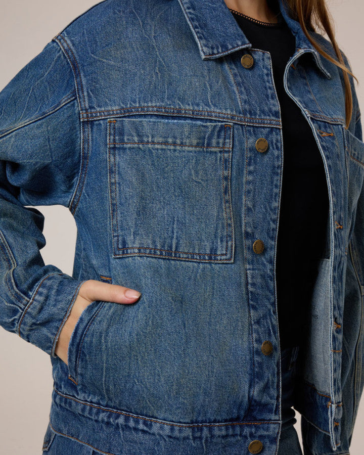 Thrills Bailey Jacket - Vanish Mid Blue in Vanish Mid Blue