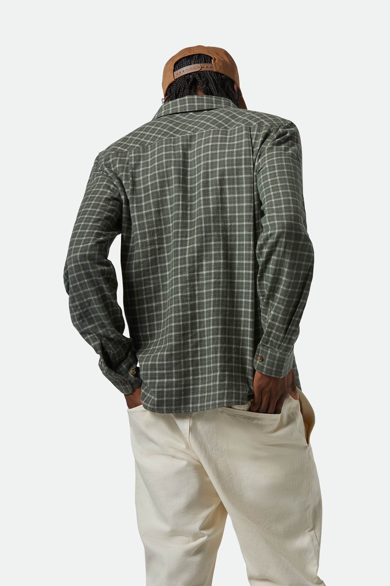 Brixton Bowery Lw Ultra Flannel in IVY GREEN/WHITECAP