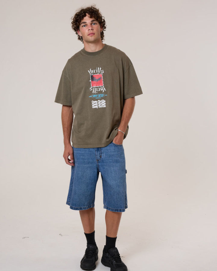 Thrills Cheap Thrills Box Fit Oversize Tee - Tarmac in Tarmac