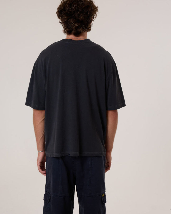 Thrills Constant Chaos Box Fit Oversize Cropped Tee - Blue Graphite in Blue Graphite