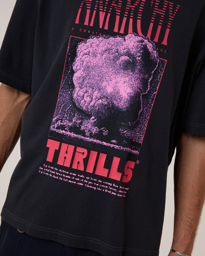 Thrills Constant Chaos Box Fit Oversize Cropped Tee - Blue Graphite in Blue Graphite