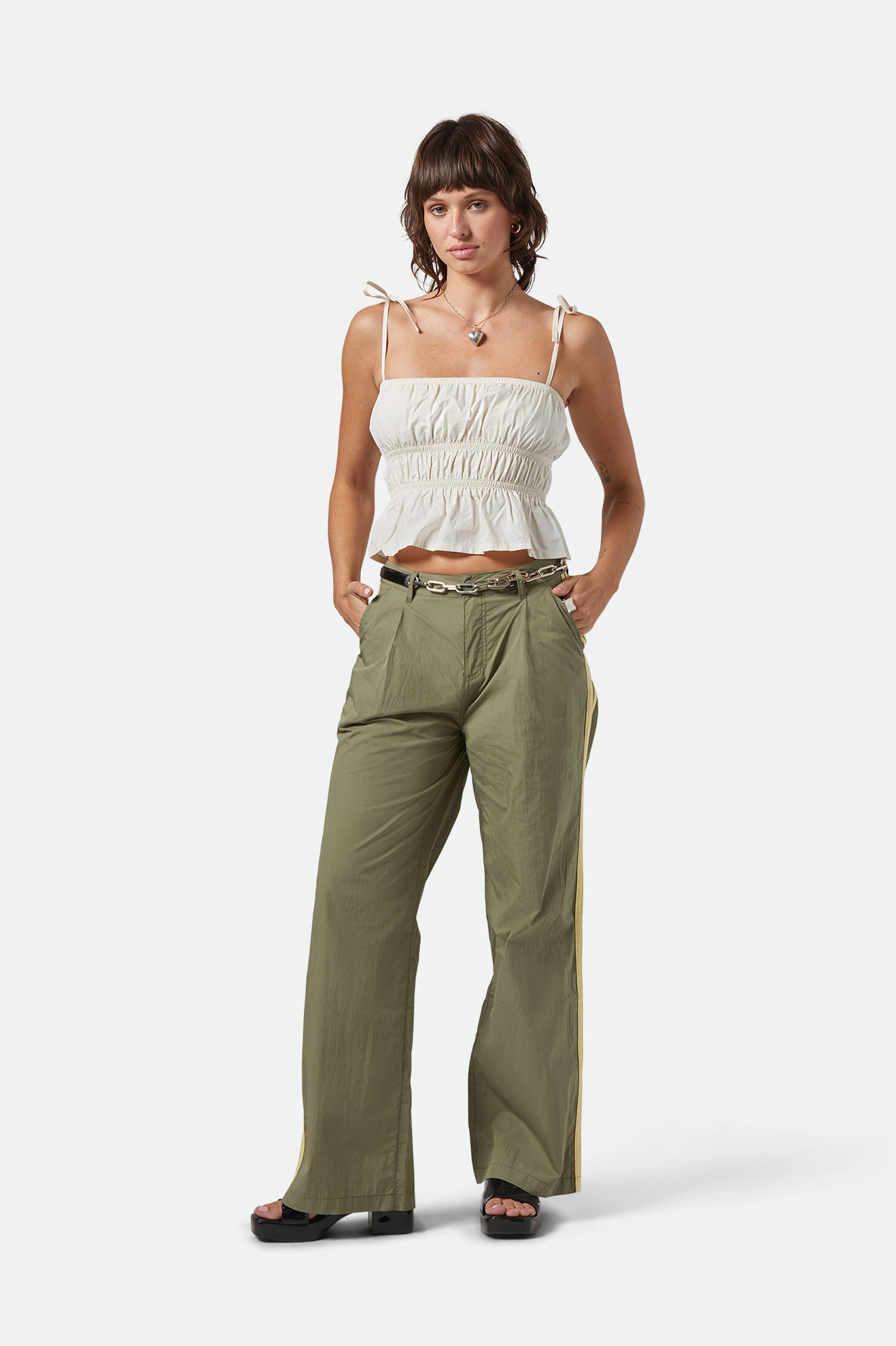 Brixton Eden Smocked Top in OFF WHITE