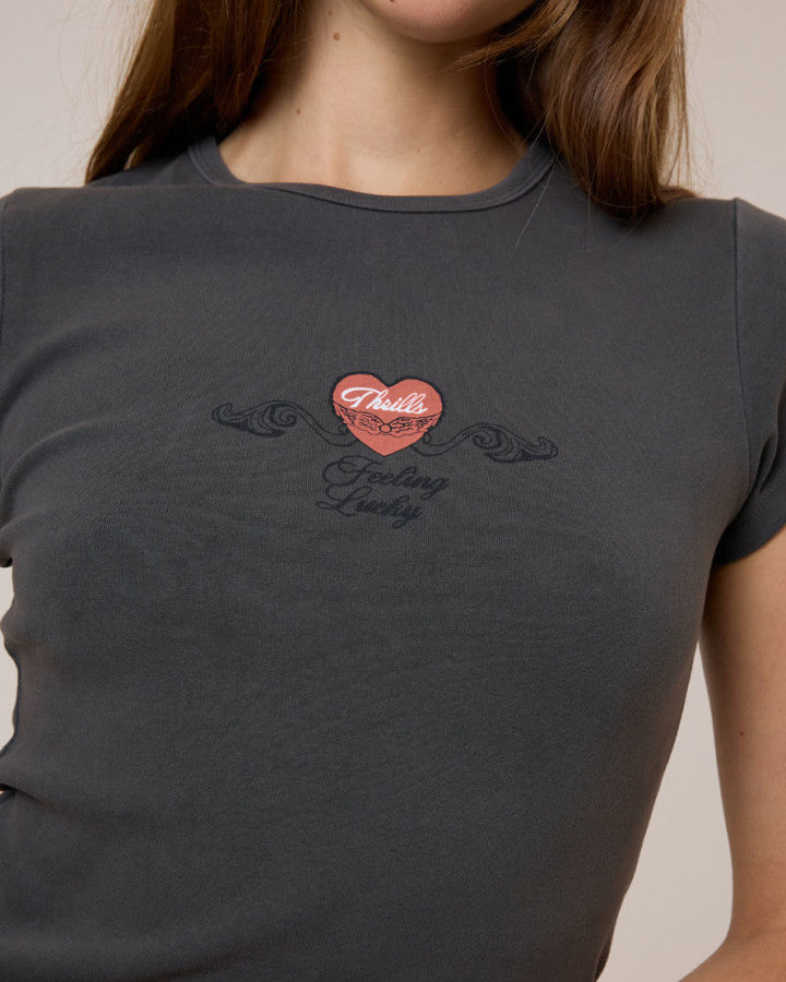 Thrills Feeling Lucky Club Tee - Merch Black in Merch Black