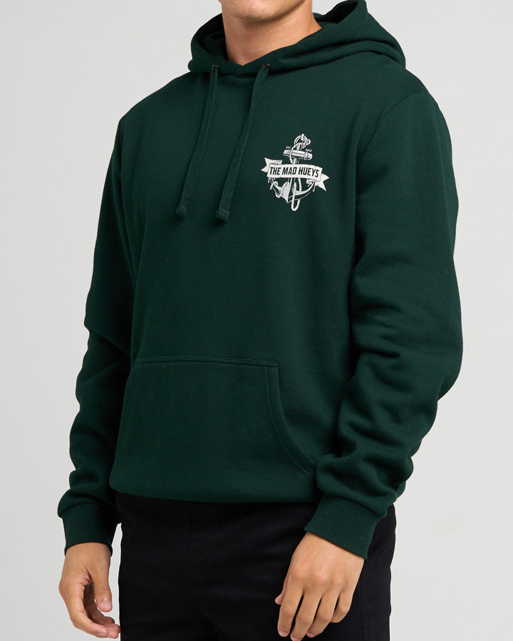 The Mad Hueys Flame Anchor | Hooded Pullover in PINE GREEN
