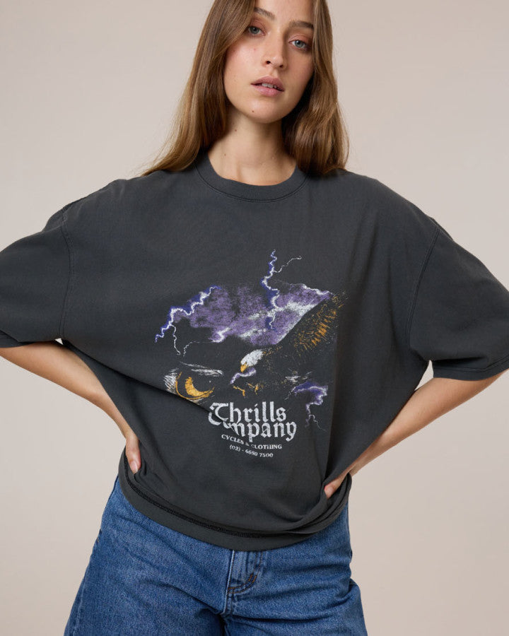 Thrills Flight Risk Oversized Tee - Merch Black in Merch Black