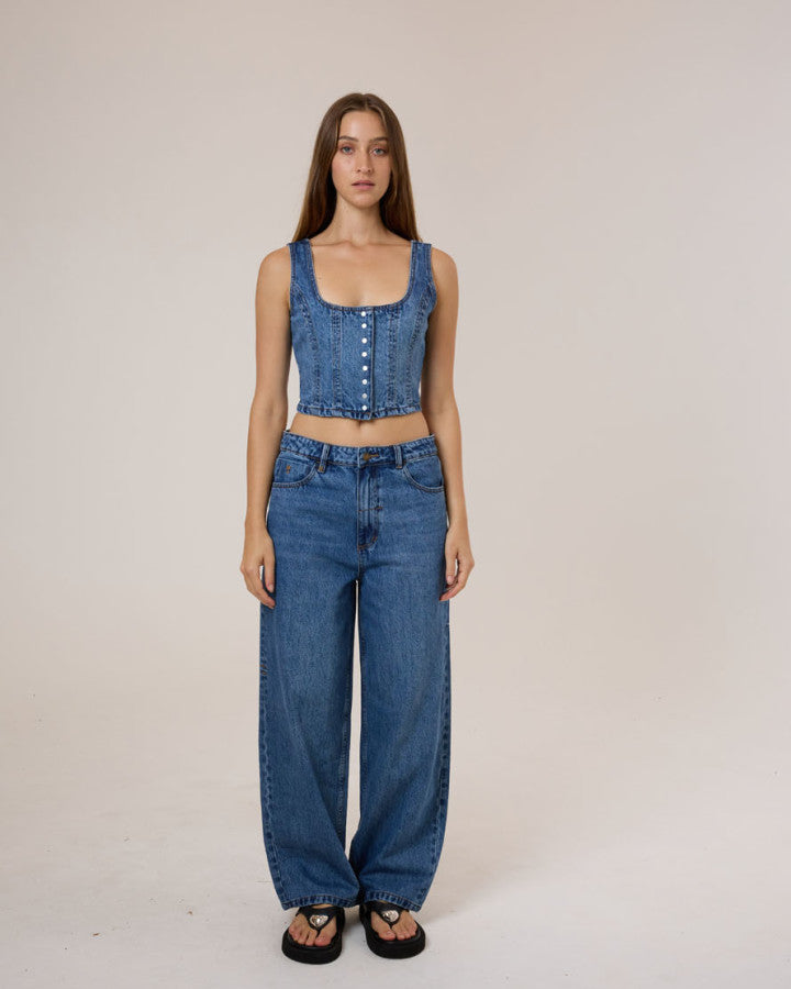 Thrills Good Intentions Denim Top - Stoned Blues in Stoned Blues