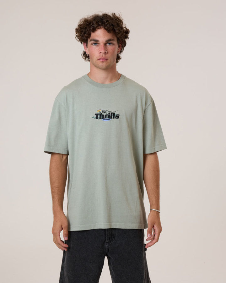 Thrills Make A Wish Oversize Fit Tee - Dirty Sage in Dirty Sage