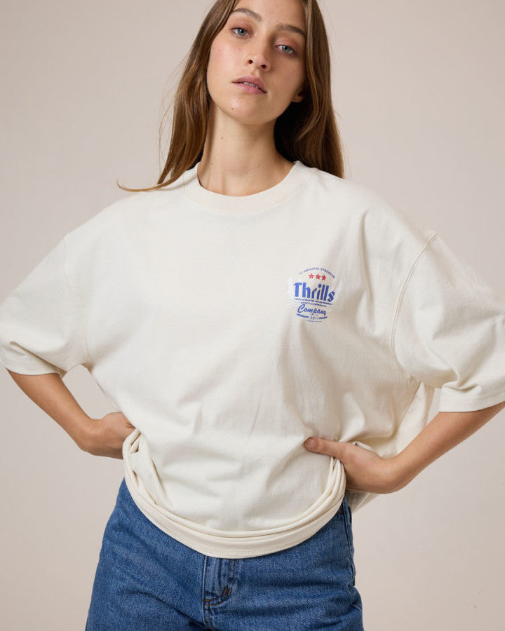 Thrills Original Strength Oversized Tee - Heritage White in Heritage White