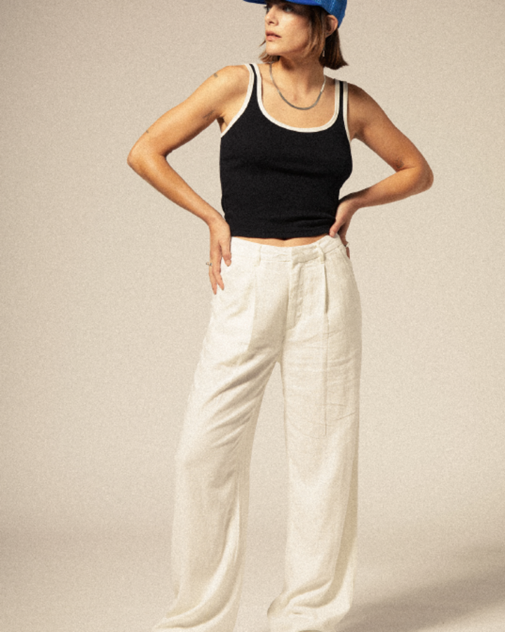 Brixton Ringer Organic A-Tank in BLACK/OFF WHITE