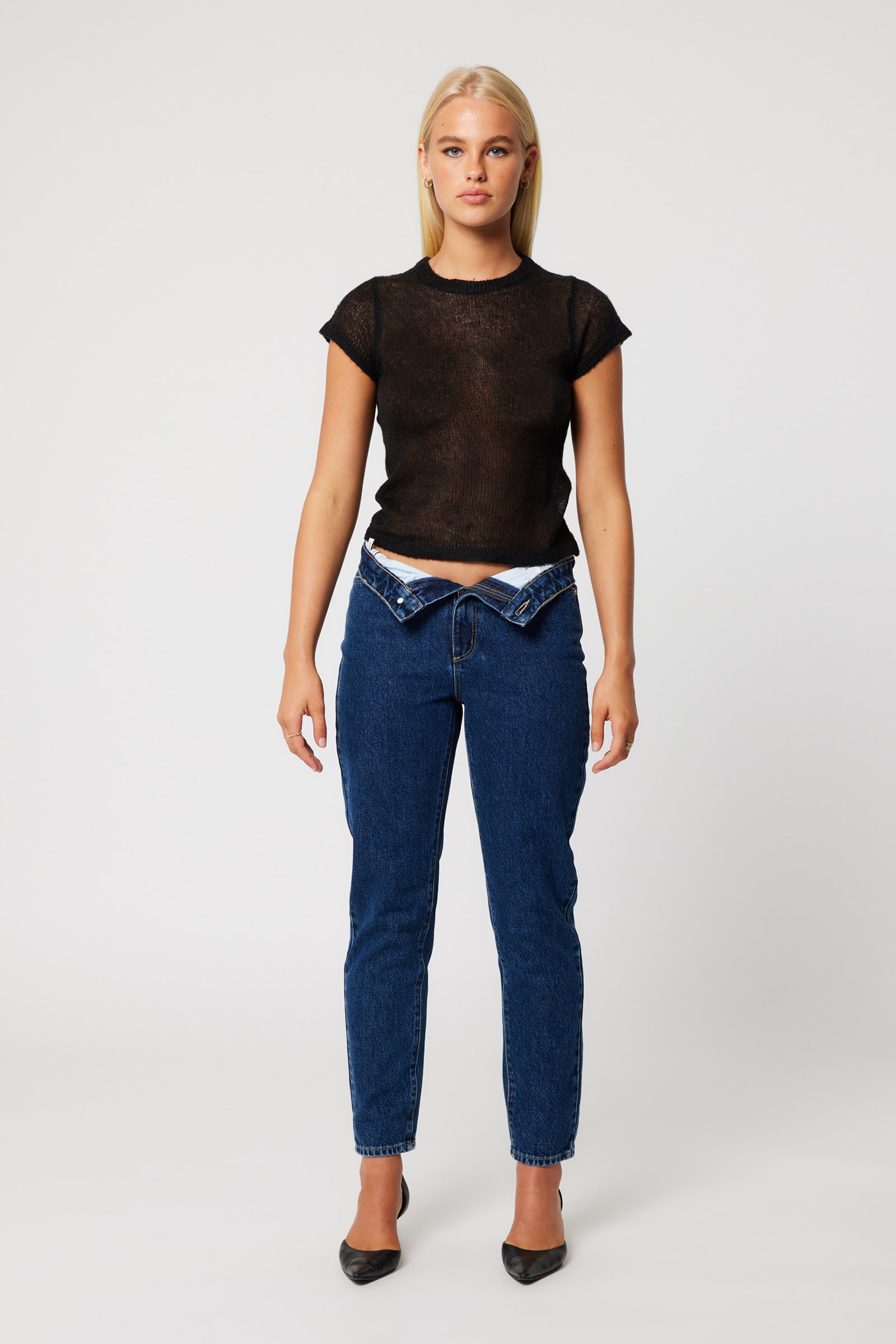 Abrand Jeans 00 Baby Knit Tee in BLACK