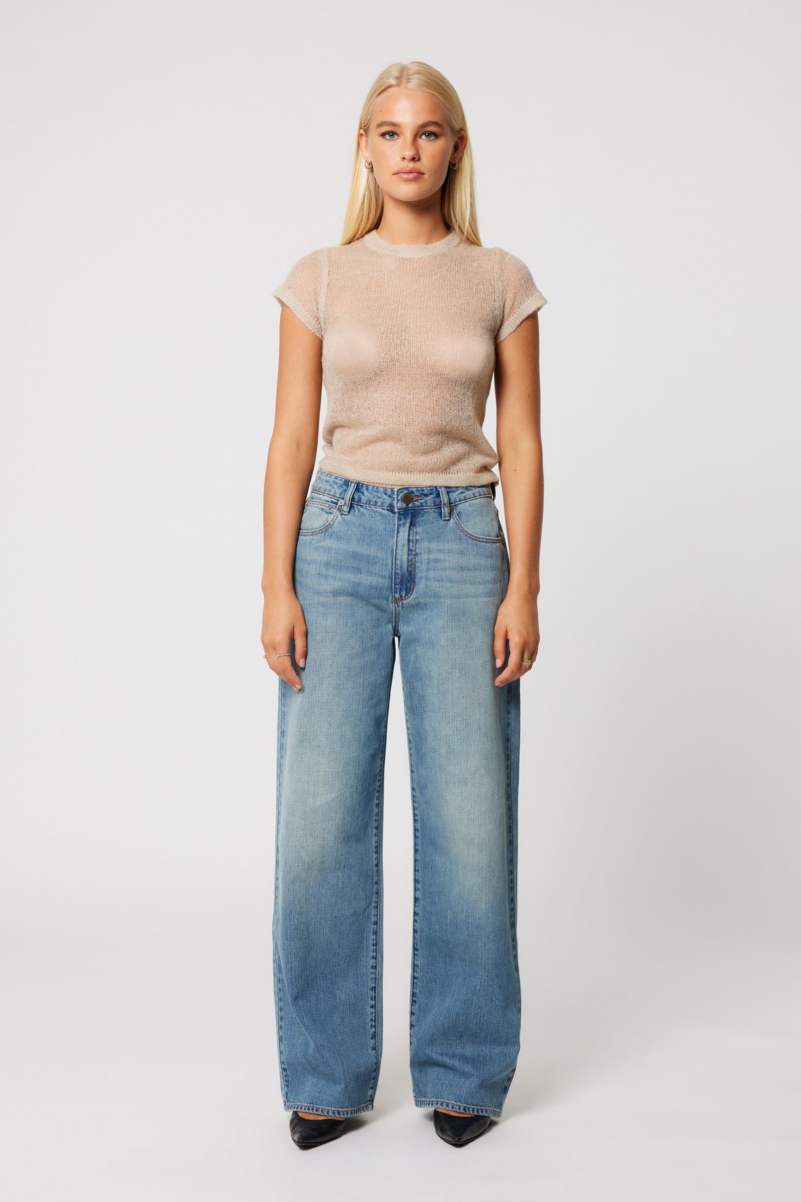 Abrand Jeans 00 Baby Knit Tee in MUSHROOM