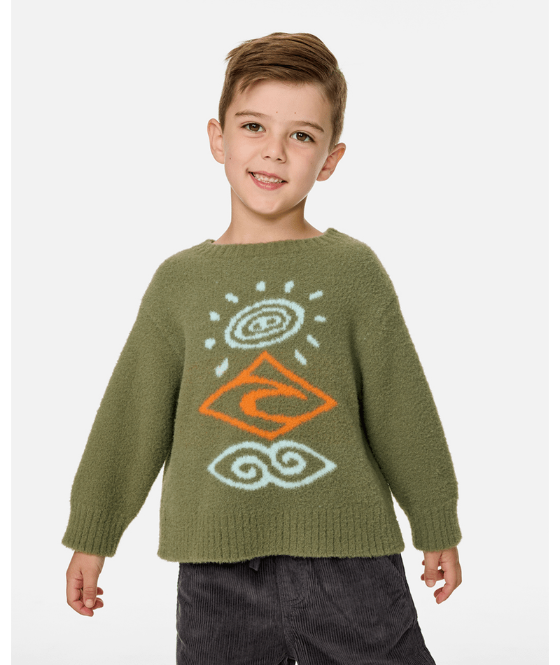 Rip Curl Ride The Wave Knit-Boy in SURPLUS GREEN
