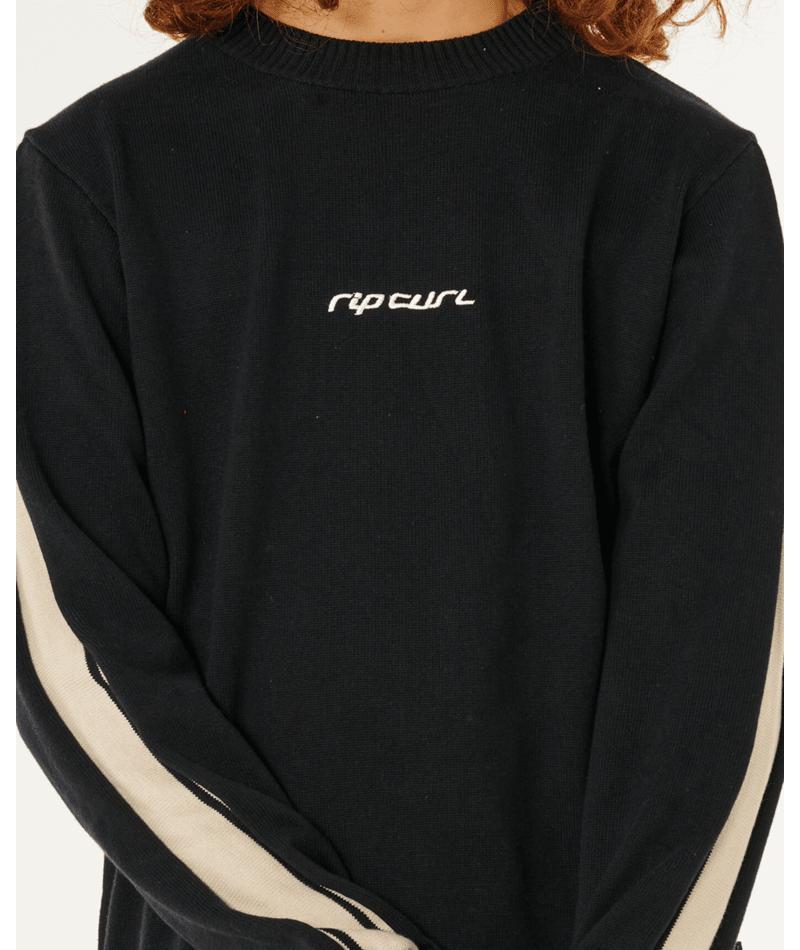 Rip Curl Inner Visions Stripe Knit Crew in BLACK