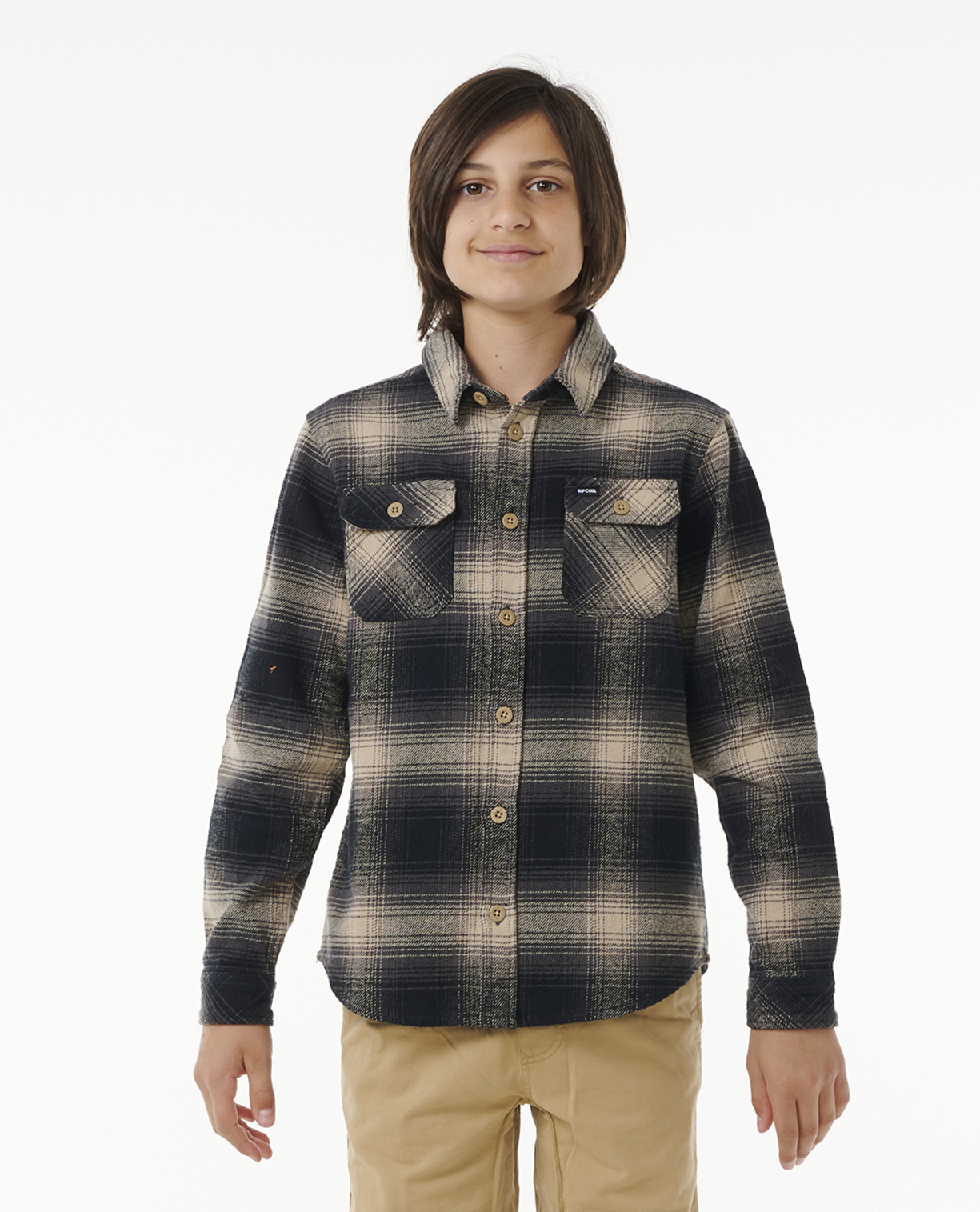Rip Curl Count Flannel Shirt -Boy in TAUPE