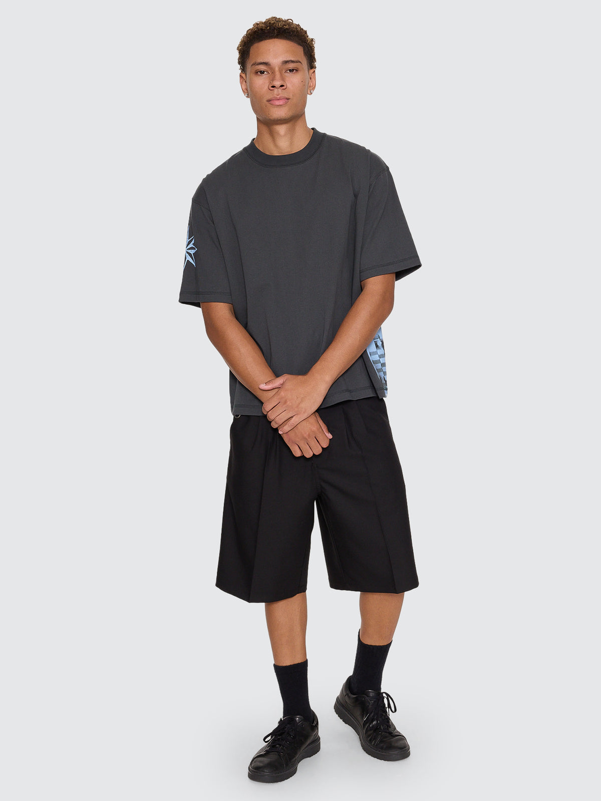 Thrills Co Stars Aligned Oversize Box Crop Tee - Carbon in Carbon