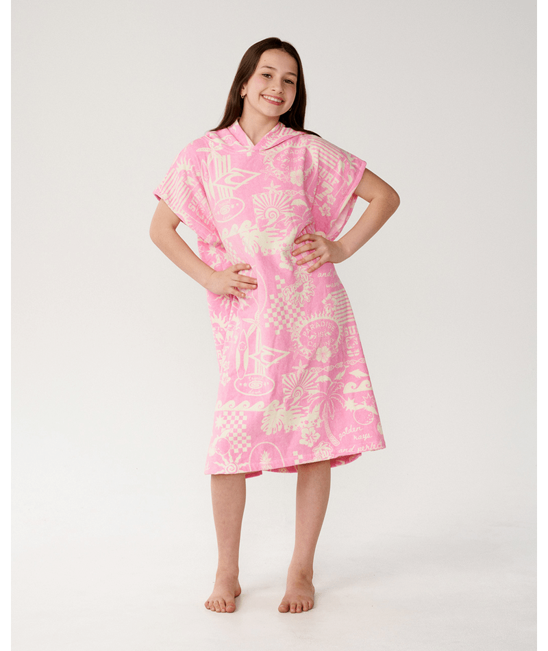 Rip Curl Mixed Hooded Towel-Girl in NATURAL/PINK