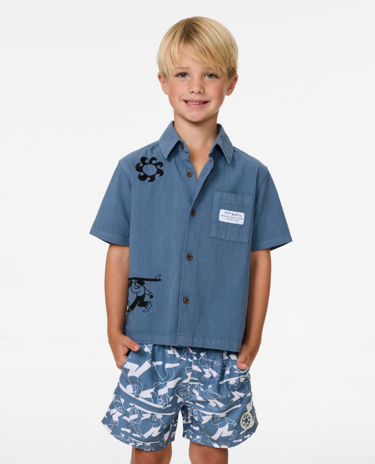 Rip Curl Aots Ty Shirt-Boy in BLUEFIN