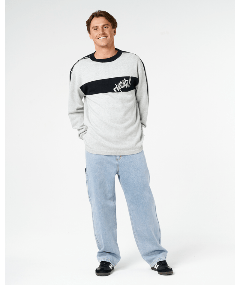 Rip Curl Panel Beater Knit Crew in GREY MARLE