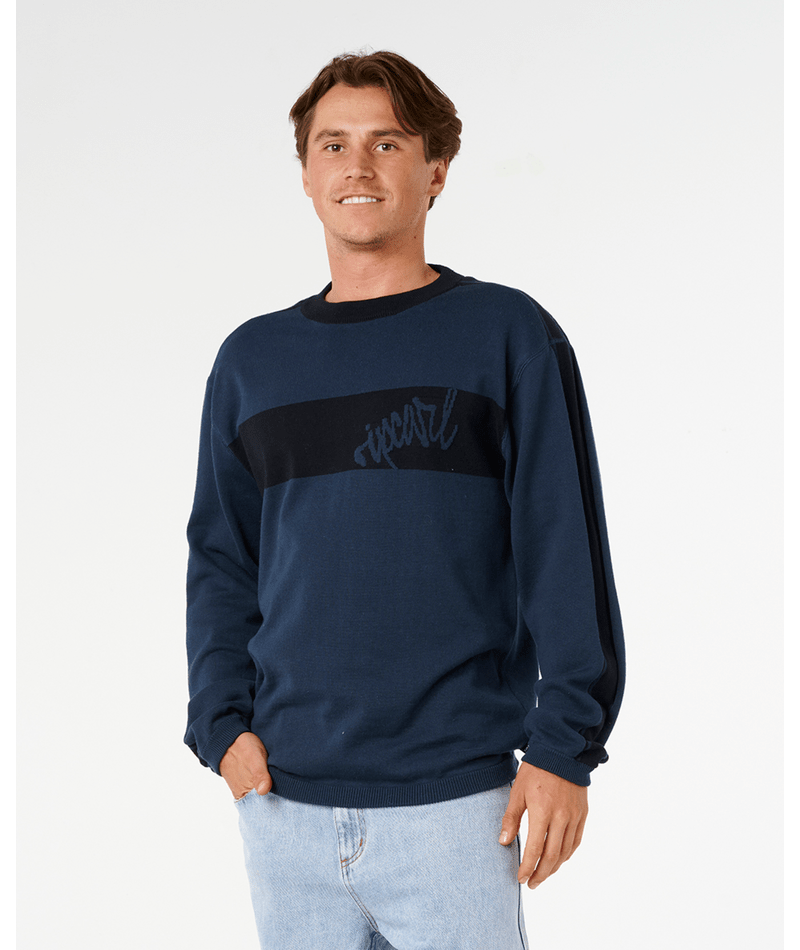 Rip Curl Panel Beater Knit Crew in DARK NAVY