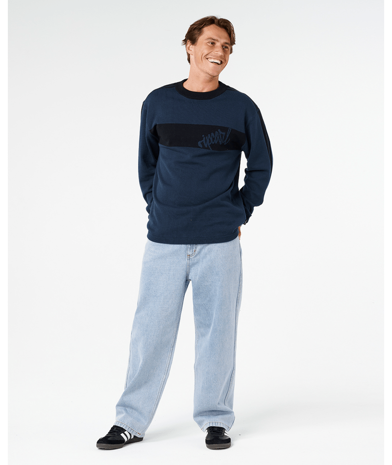 Rip Curl Panel Beater Knit Crew in DARK NAVY