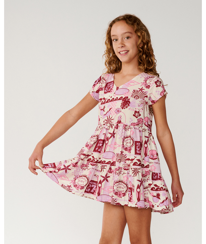 Rip Curl Costa Del Sol Woven Dress-Girl in LILAC