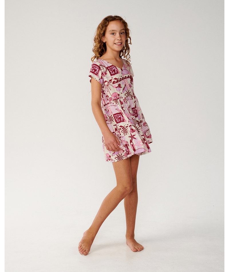 Rip Curl Costa Del Sol Woven Dress-Girl in LILAC