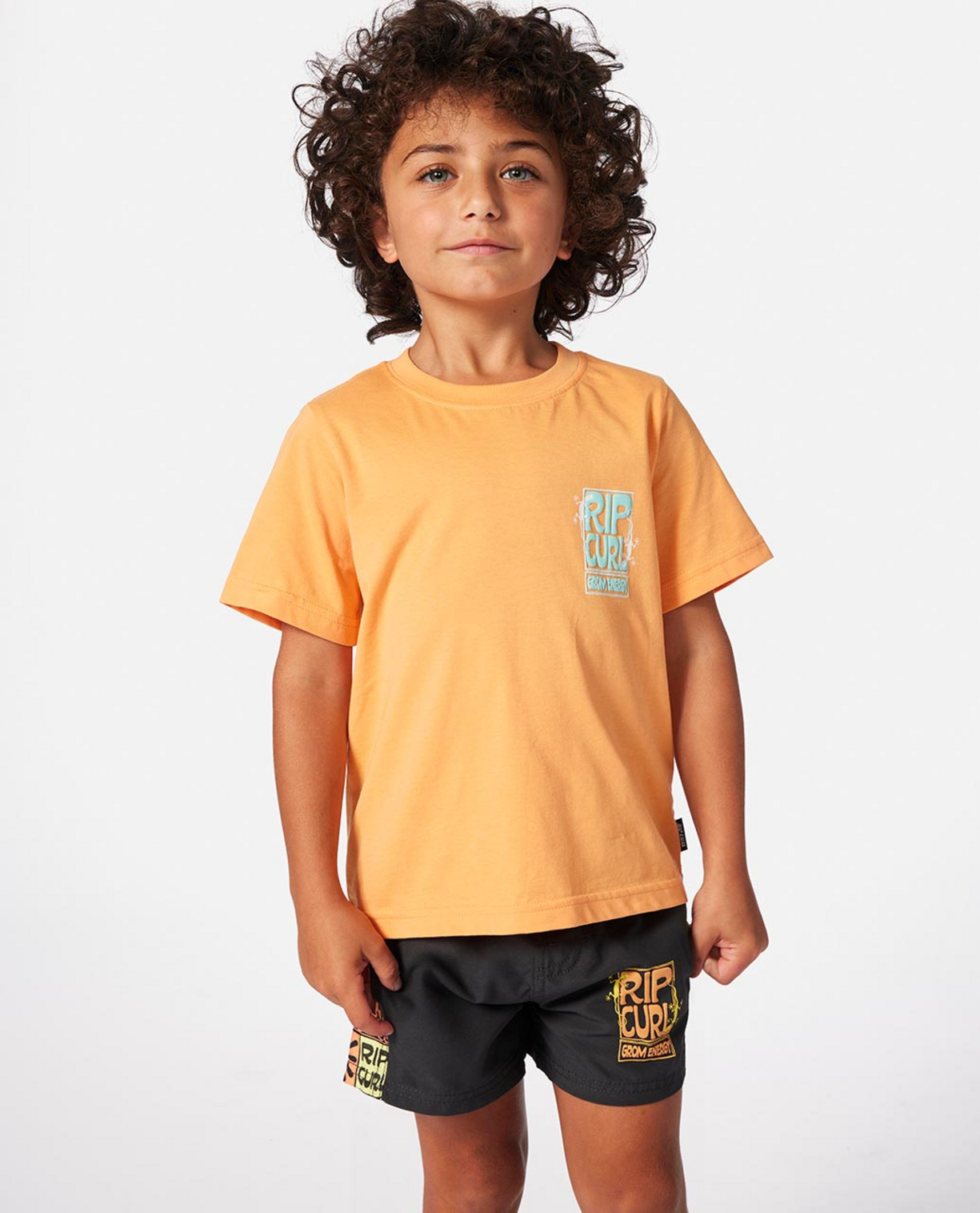 Rip Curl Grom Energy Logo Tee - Boy in MANDARIN ZEST